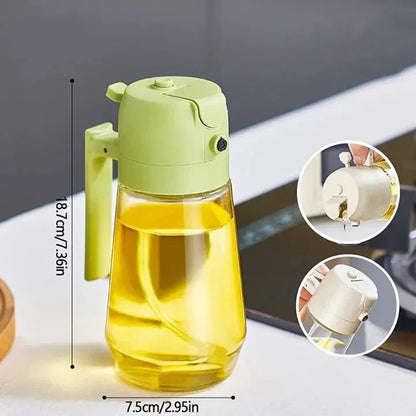 2 in 1 Oil Sprayer Glass Bottle