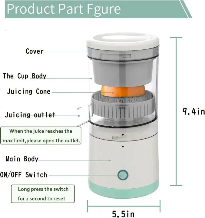 Orange Portable Electric Juicer